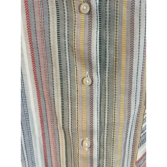 Nautica Jeans Womens 2X Multicolor Striped Button-Up Shirt100%Cotton Lightweight - Picture 7 of 14